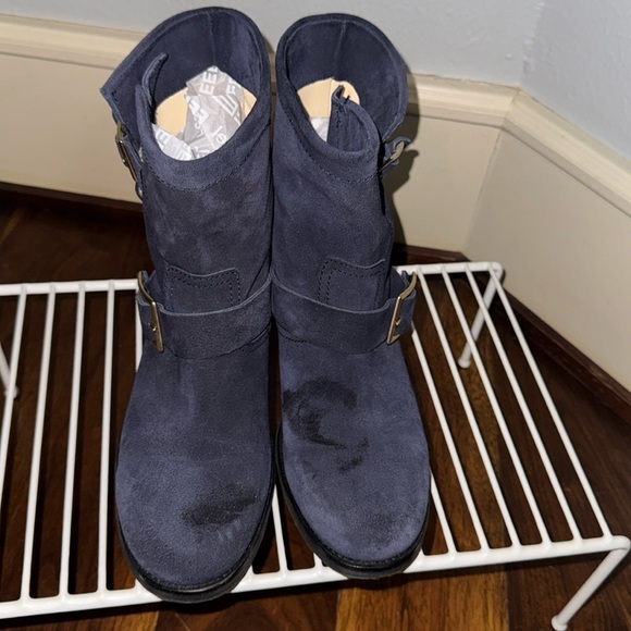 Jimmy Choo Navy Suede Biker Boot - Size 39.5 - Picture 5 of 16
